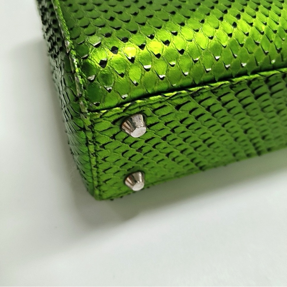 Dior Green Python Leather Mini Lady Dior Top - Handle Bag - Picture 8 of 9